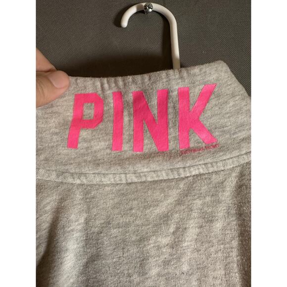 Victoria's Secret Pink Pullover Womens Small Gray Half Zip Love Pink Sweatshirt - Picture 5 of 7